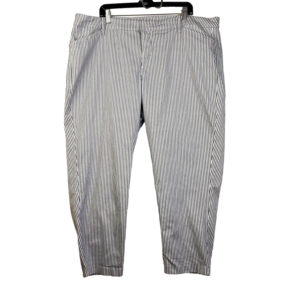 Old Navy Pixie Pants Women's 22 Long Black White Stripe Casual Work